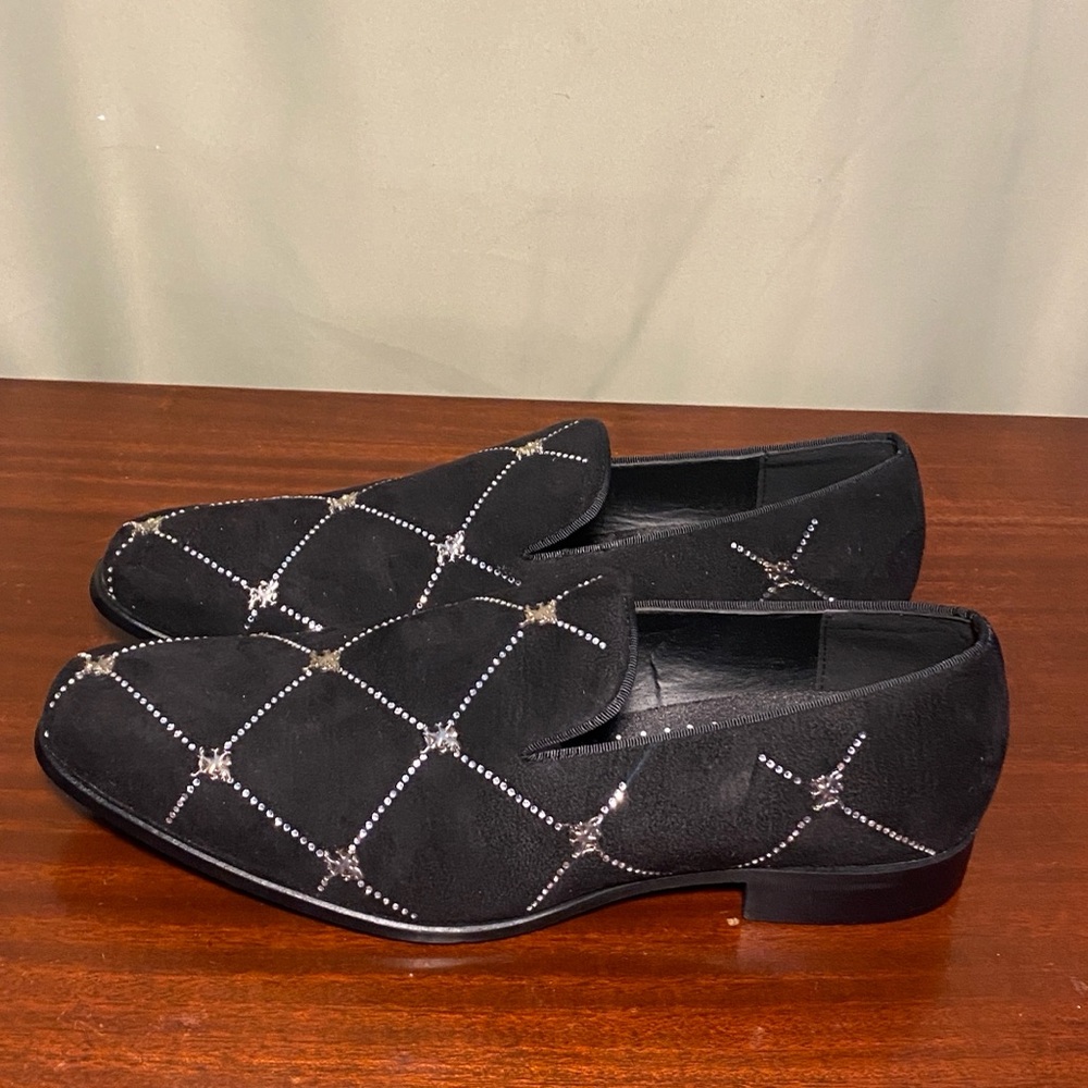 Stacy Adam Studly 254321-001 Black Velvet Metallic Stud Slip on Loafer Mens 11